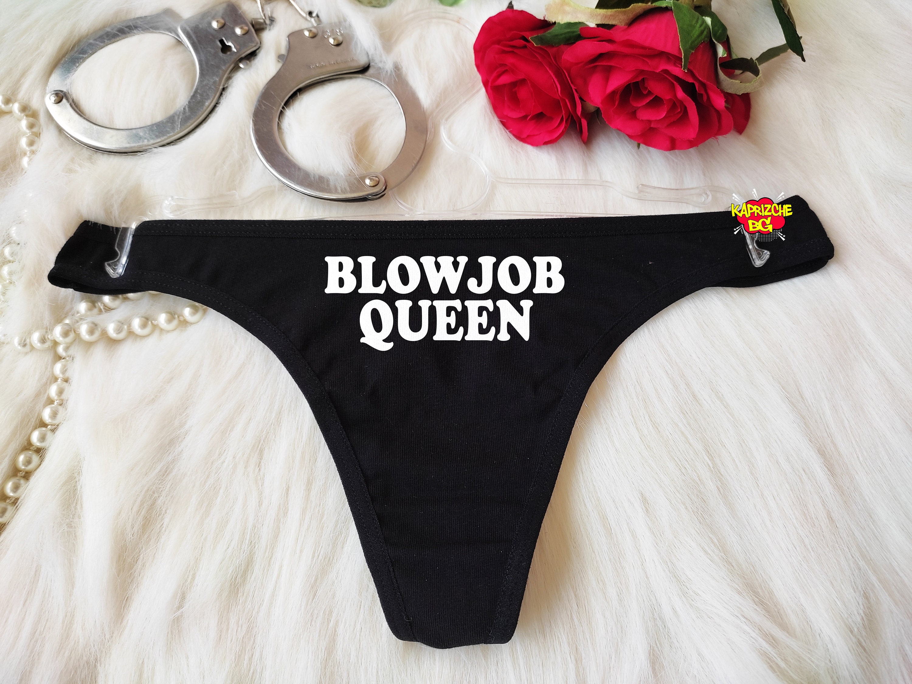 Perizoma "Regina del pompino", perizoma nero sexy, perizoma, perizoma personalizzato, mutandine personalizzate, regalo per lei, regalo sexy di San Valentino