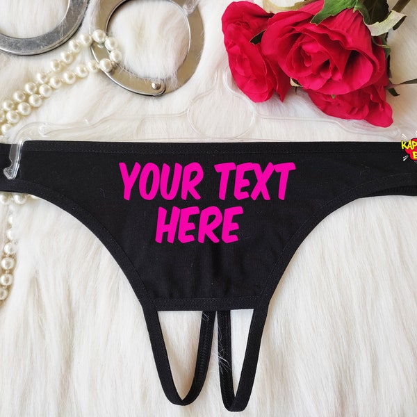 Your Text On Panties, Crotchess Thong, Custom Personalized Panties, Sexy Hot Wife Lingerie, Micro Thong, Fetish Lingerie, Sexy Open Crotch