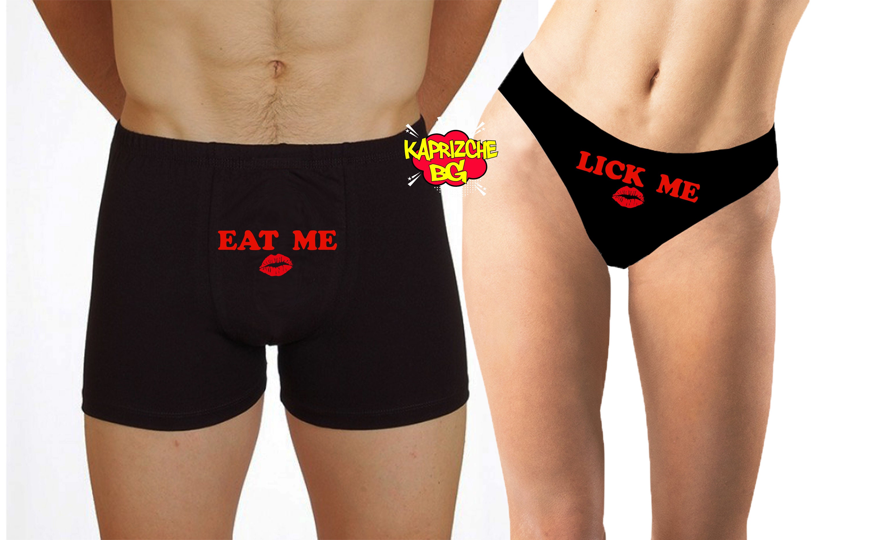 Eat Me Lick Me Couple Matching Underwear, Naughty Panties and Men