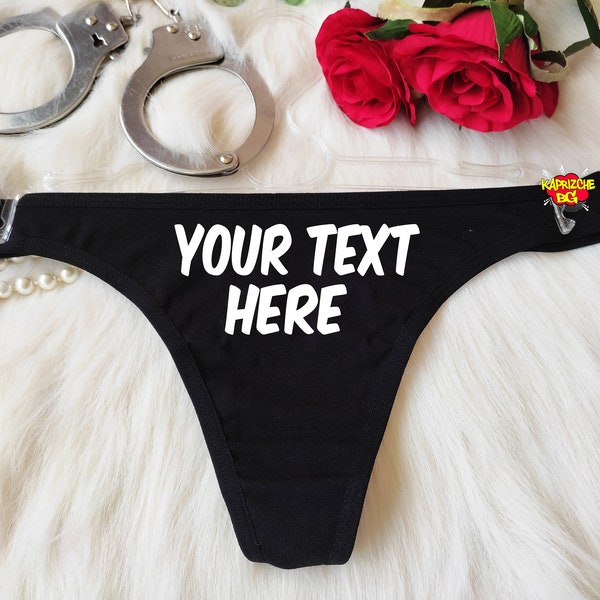 Your Text On Panties, Crotchess Thong, Custom Personalized Panties, Sexy Hot Wife Lingerie, Micro Thong, Fetish Lingerie, Sexy Open Crotch