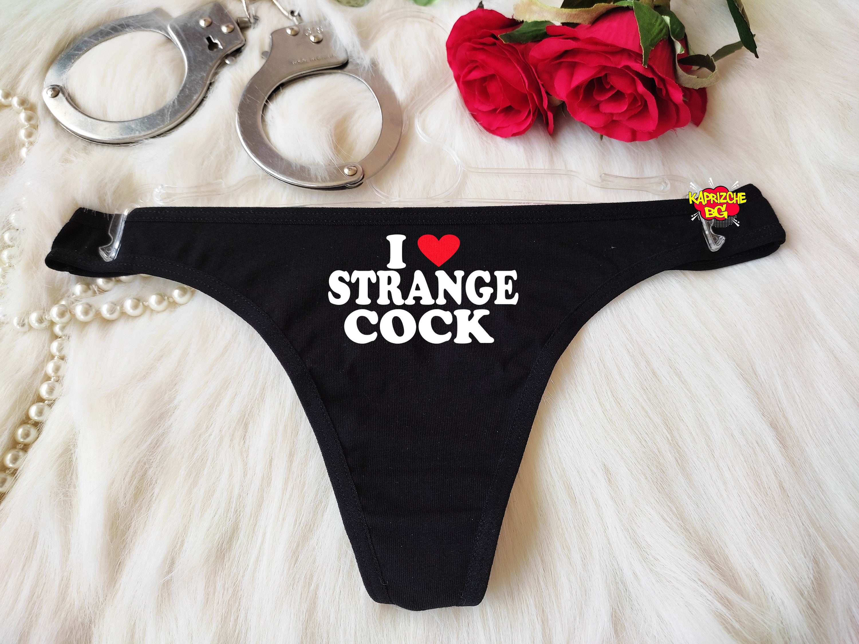 I Love Strange Cock Sexy Crotchless Panties Hot Wife Clothing photo image