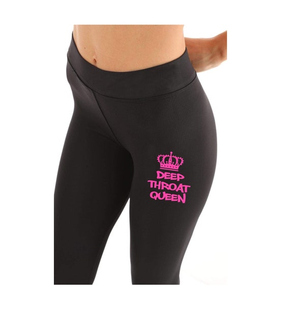 Deep Throat Queen Leggings ,personalized Yoga Pants,hotwife Clothing ,cotton  Black Leggings,organic Leggings,gym Panty,woman Workout -  Canada
