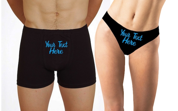 Your Text Couple Matching Underwear,valentines Day Gift , Naughty Panties  and Men Boxers Brief, Gift for Him and Her , Funny Panties 