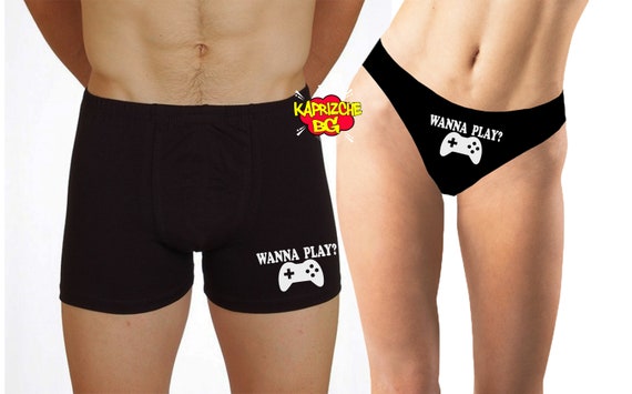 Wanna Play Sexy Couple Matching Underwear, Valentines Day Gift