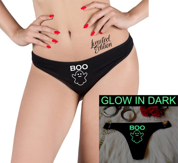 Halloween Ghost Thong, Glow in Dark, Crotchess Lingerie, Sexy Gift for  Halloween, Pumpkin Panties, Boo Thong, Funny Halloween Black Thong