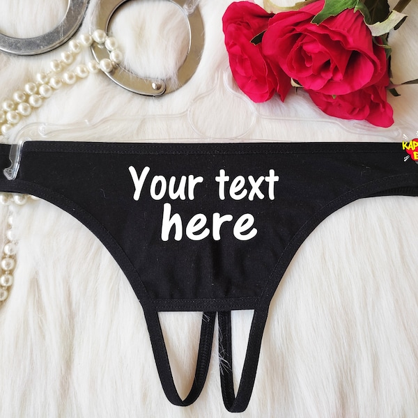 Any Text Panty Open Personalized Panty Custom Personalized Open Panty Lingerie Custom Gift Naughty Gift For Bride Crotchless Panti
