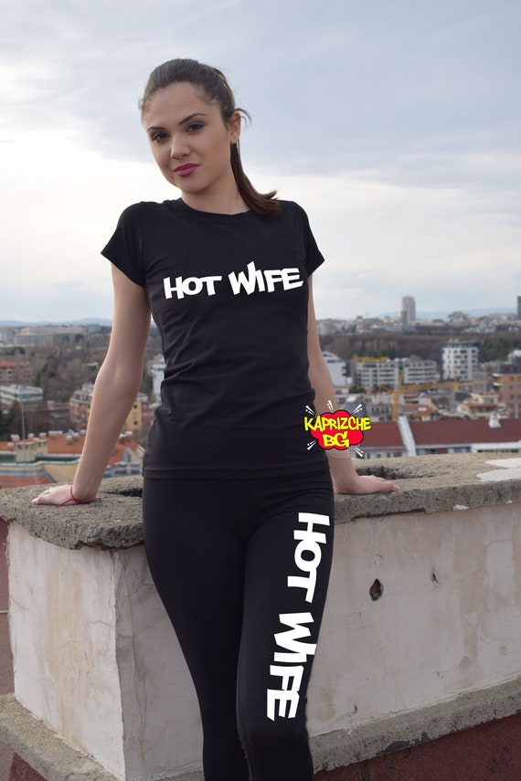 Hot Wife Leggins and T Shirt ,personalized Yoga Pants,hotwife Clothing  ,cotton Black Leggins,organic Leggins,gym Panty,woman Workout Set 