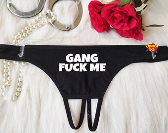 Gang Bang, Braguitas sin entrepierna, Ropa interior fetichista, Regalo travieso para esposa caliente, Braguitas sensuales, Braguitas con gráficos, Lencería para cornudos, DDLG
