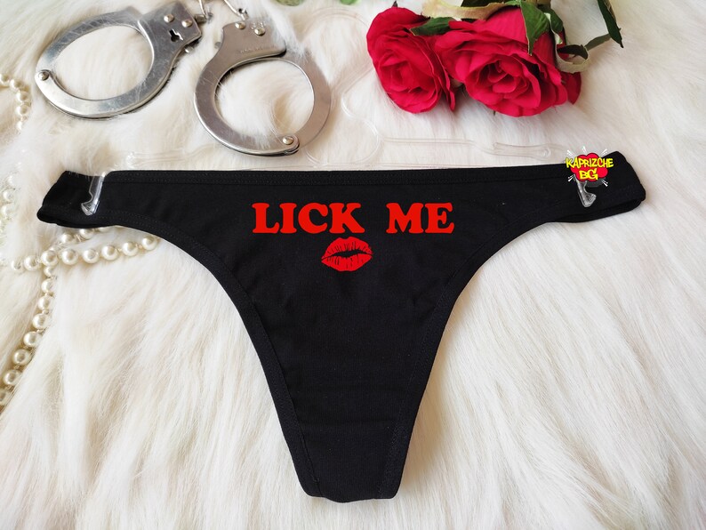 Lick Me Crotchless Panty Fetish Underwear Naughty T For Etsy