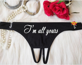 Im All Your Fetish Underwear, Submissive Panty, Crotchless Thong,Open Crotch Tanga, Provocative Underwear, Lewd Ddlg Undies, Bdsm Slutwear
