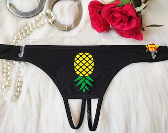 Upside Down Pineapple Panties, Swinger Lingerie, Sexy Crotchless Panties, Couples Sex Panties , BBC Only, Naughty Panties , Raunchy Panty