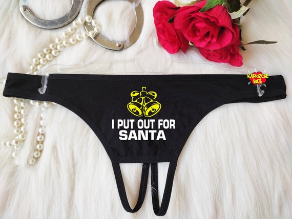 Funny Christmas Santa Underwear , Naughty Thong Panties Open Thong