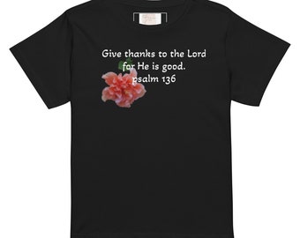 Rose - Women’s t-shirt made of 100% combed and ring-spun cotton with hibiscus and quote.