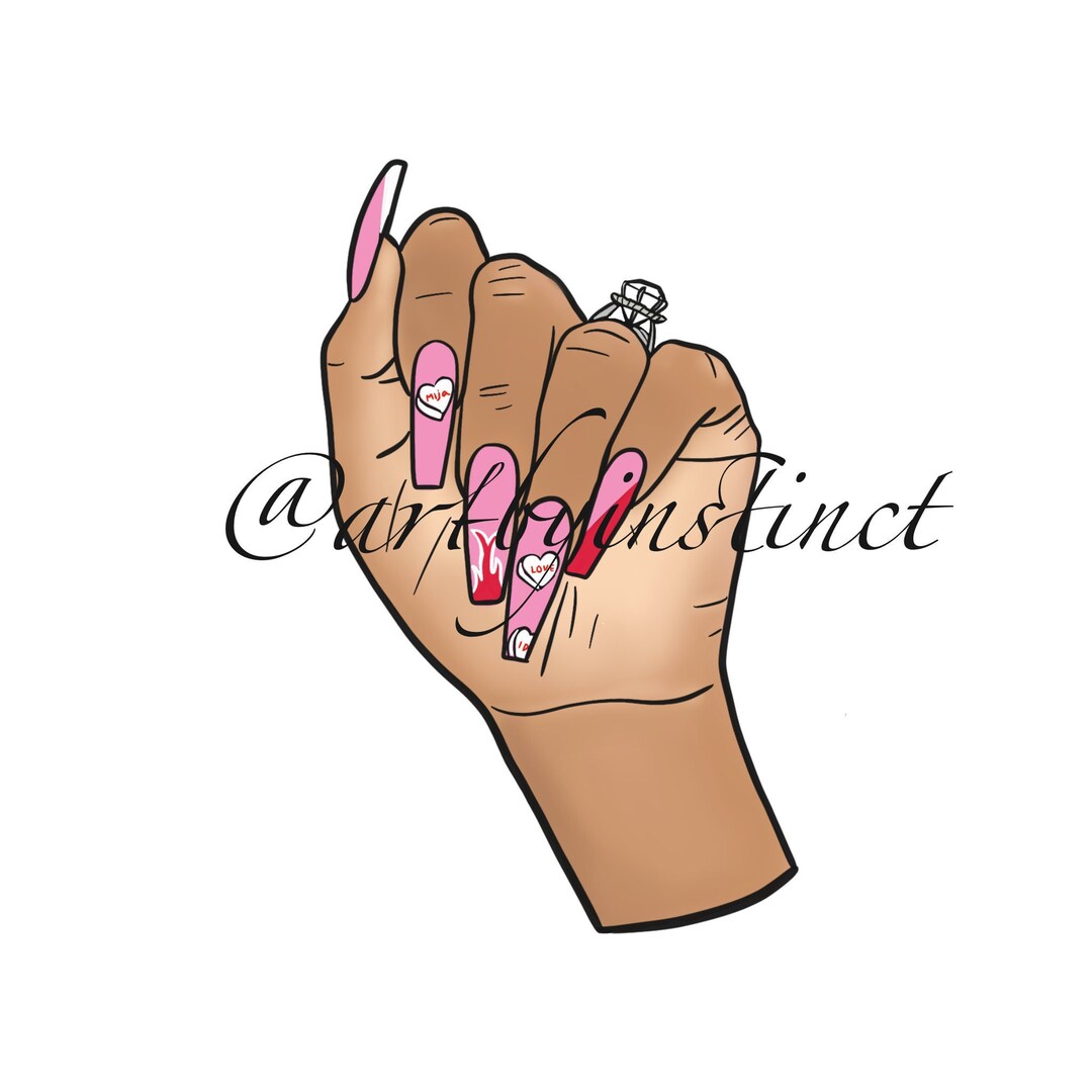 Nail Tech Logo Valentines Day Nails Nail Tech Clip Art Etsy