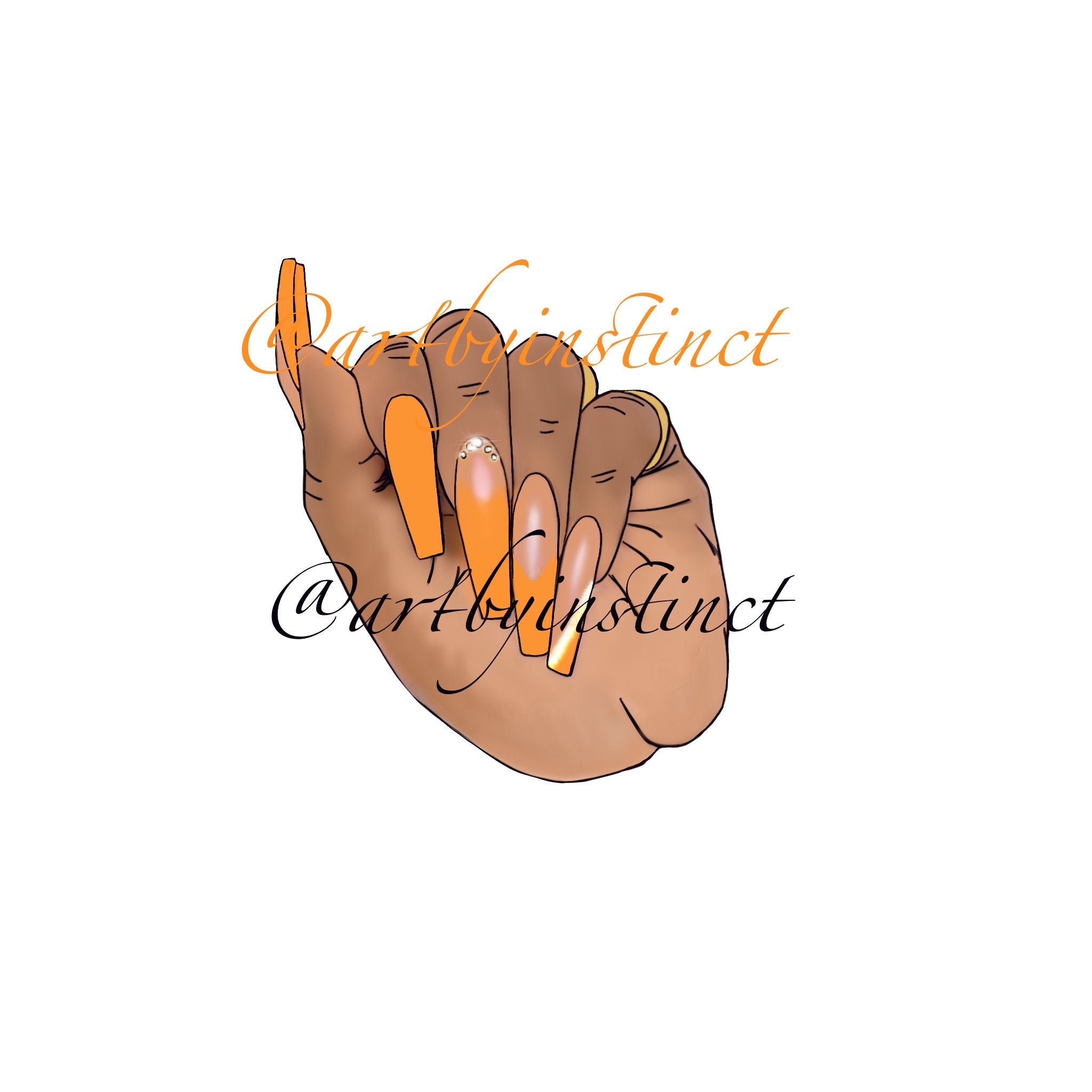Hand With Long Nails Clip Art Hand With Finger Nails Nail - Etsy