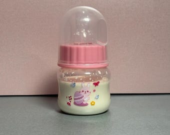 Pink Bunny Rabbit Printed Reborn Fake Milk Bottle 50ml