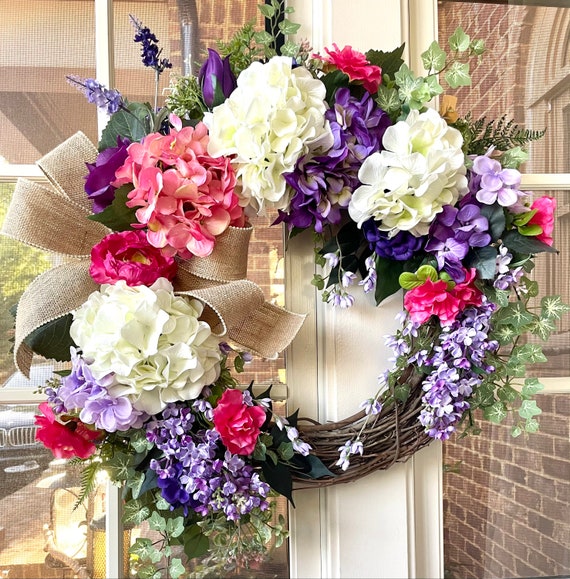 Mixed Faux Lavender Wreath 18 Inch | Antique Farmhouse