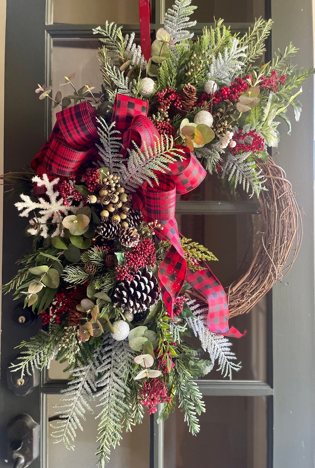 Large Designer Christmas Wreath Elegant Holiday Front Door Etsy
