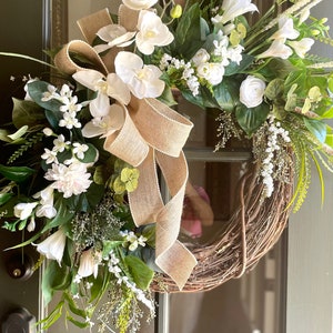 White Orchid Peony Wreath, Large Spring Wreath, Front Door Wreath ...