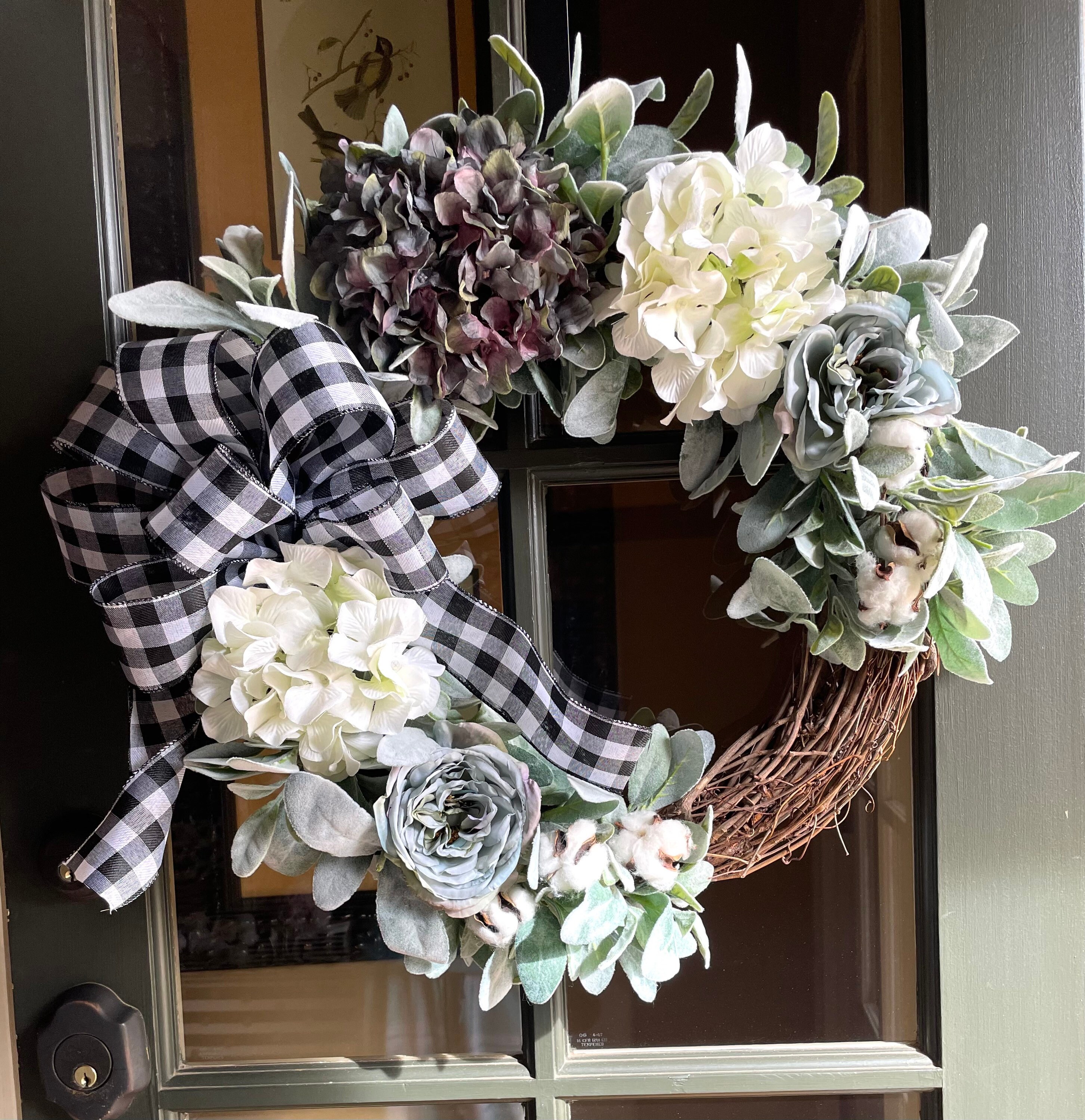 Gray and White Farmhouse Wreath Spring Wreath for Front Door Etsy
