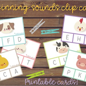 PRINTABLE Beginning Sounds Clip cards, Preschool, Primary Vocabulary Cards, Early learning, Card games, English vocabulary, Printable