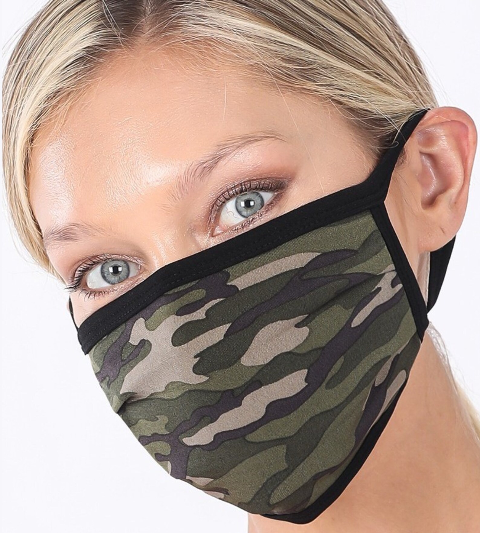 Camouflage Print Pleated Face Mask Covering by Zenana Etsy