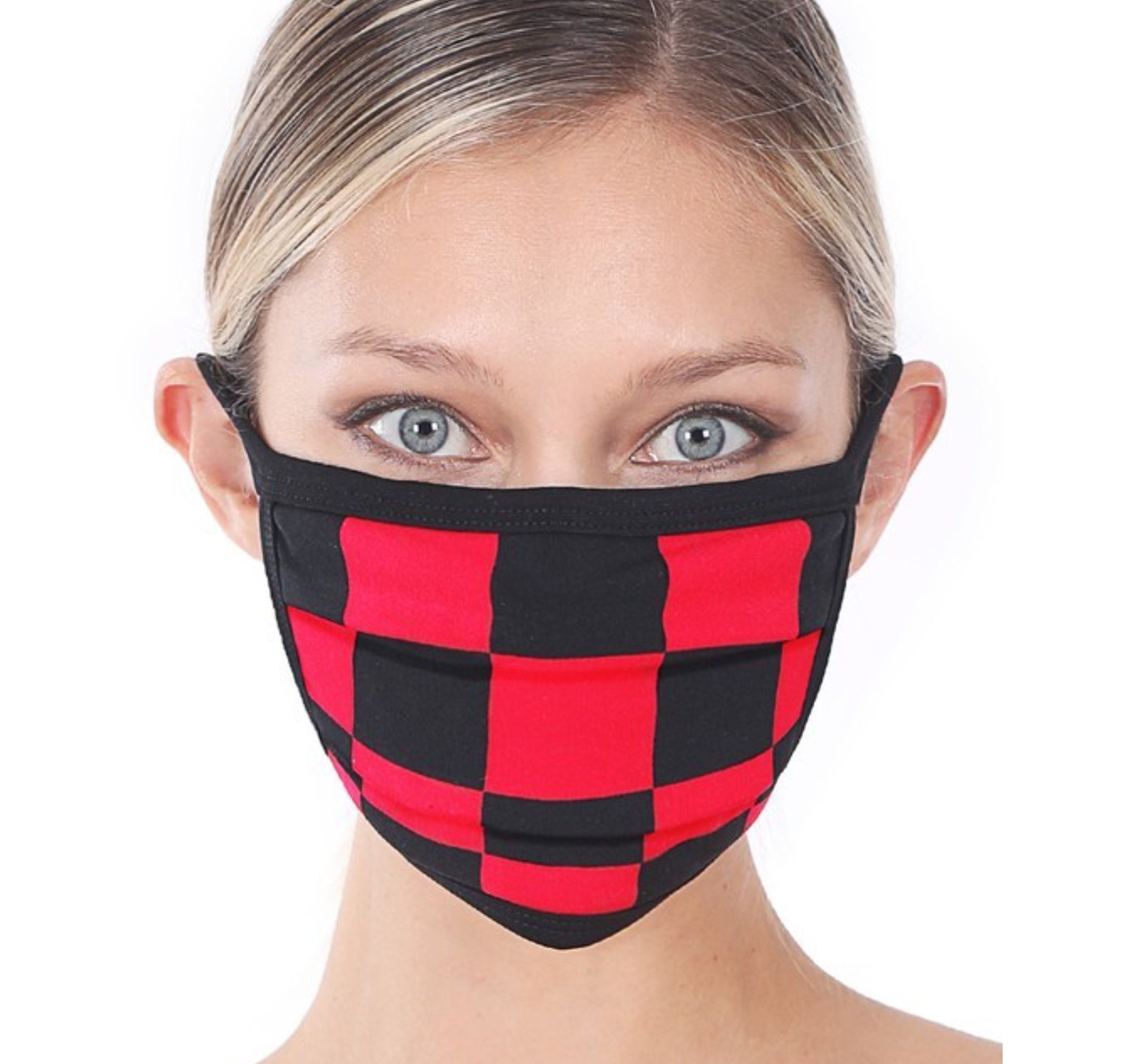 Checkered Print Pleated Face Mask Covering by Zenana Etsy