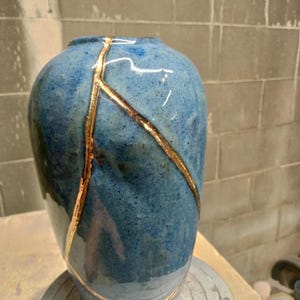 Kintsugi Style Vase with Distressed spots