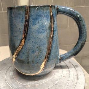 Kintsugi Style Ceramic Mug Blue