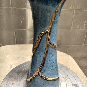 Kintsugi Style Bud Vase  About 7 Inches Tall