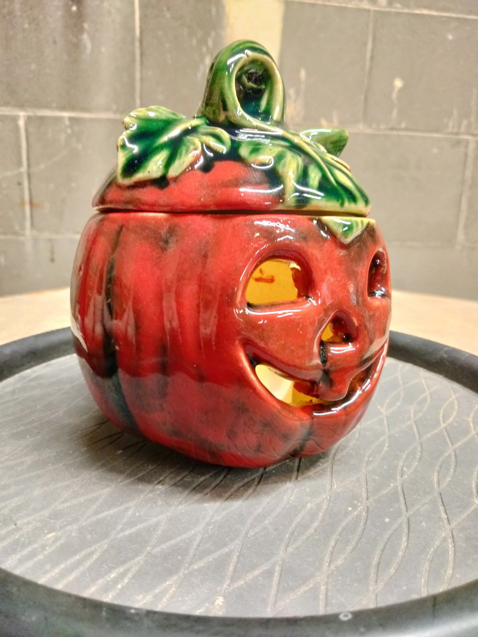 Ceramic Jack O' Lantern With LED Flickering Tea Light Etsy