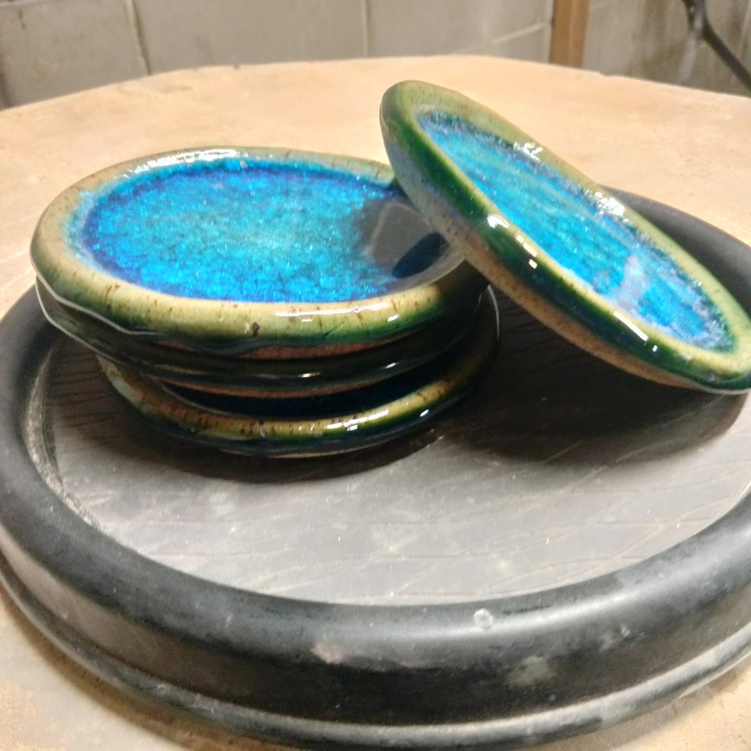 Ceramic Cracked Glass Coasters Set of 4 Handmade Etsy