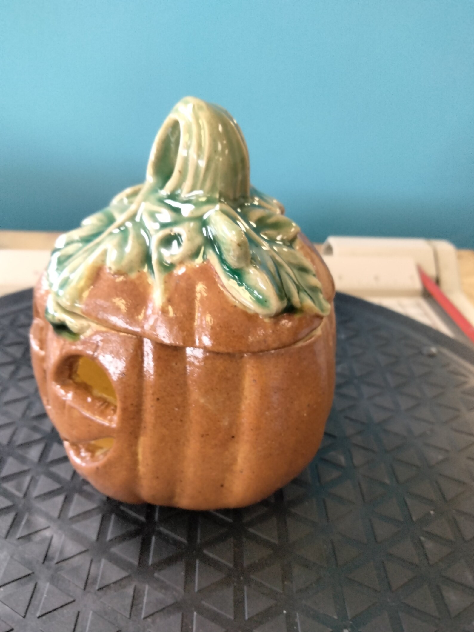 Ceramic Jack O' Lantern With LED Flickering Tea Light Etsy