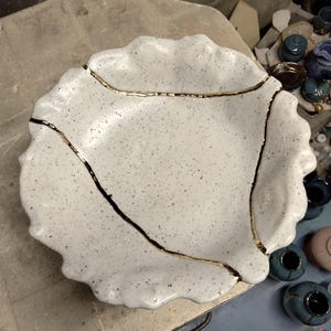 Kintsugi Style Ceramic Bowl Blue