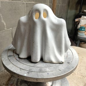 Halloween Ceramic Ghost LED Tea Light Handmade Figurine