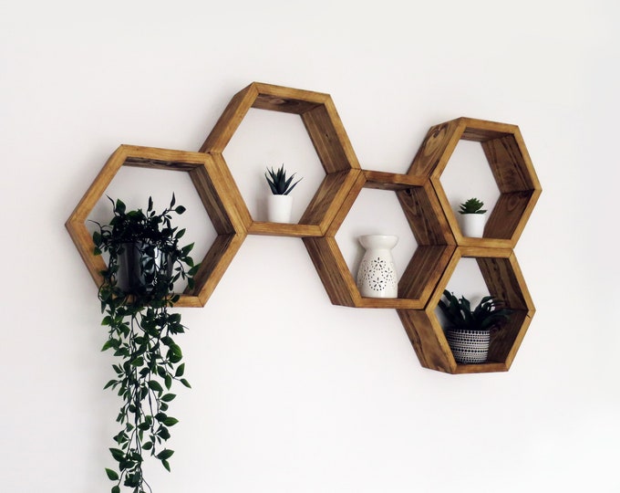 Hexagon Shelves Floating Shelf Geometric Shelves Etsy
