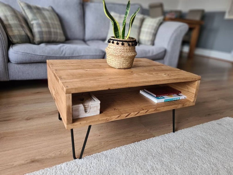 Handmade Wooden Coffee Table With a Rustic Modern Industrial Etsy UK