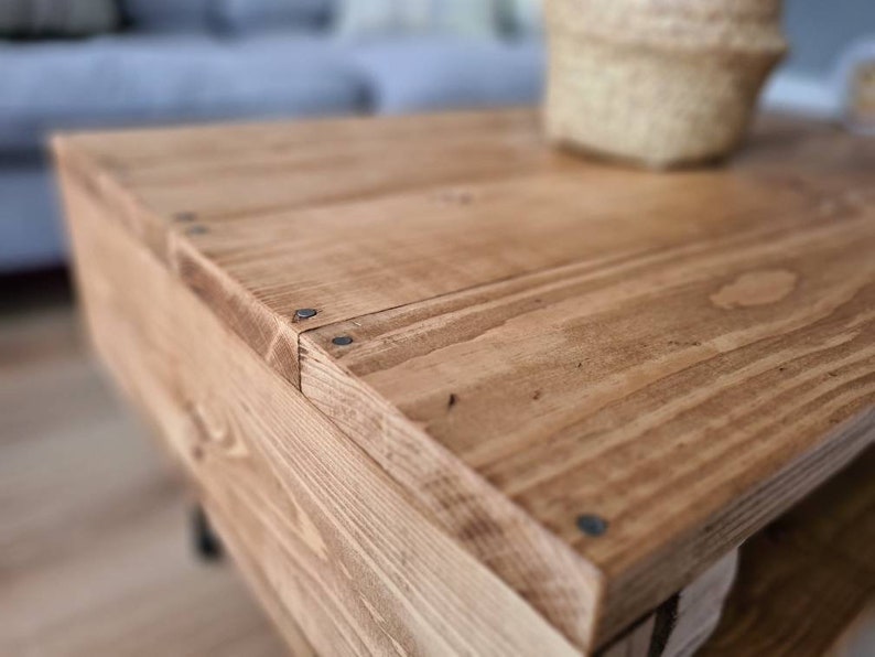 Handmade Wooden Coffee Table With a Rustic Modern Industrial Etsy UK