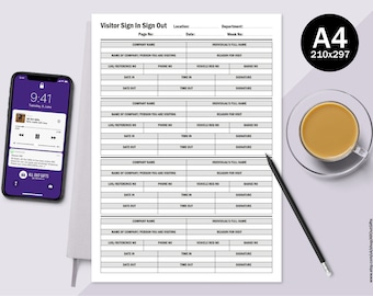 Key Log Template, Key Sign Out Sheet Printable, Visitor Sign in Out ...