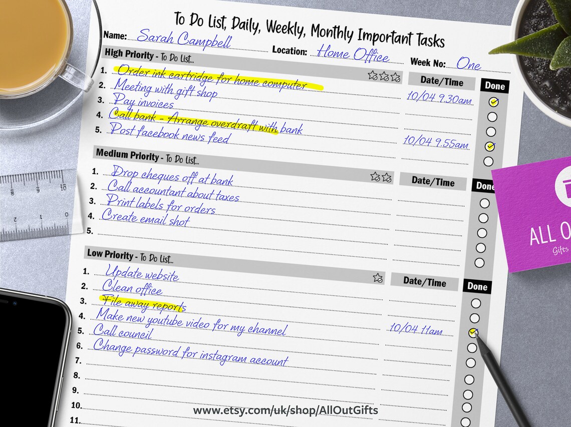 To Do List Printable, Monthly, Weekly, Daily Planner, Instant ...