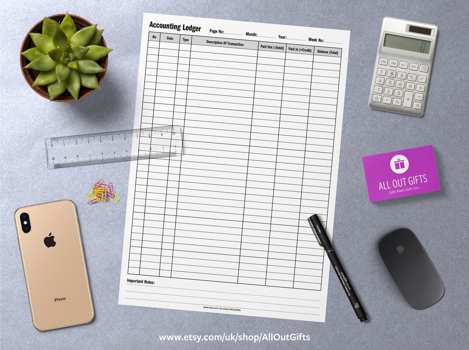 Accounting Ledger, Bookkeeping Printable Document PDF, JPG Files ...