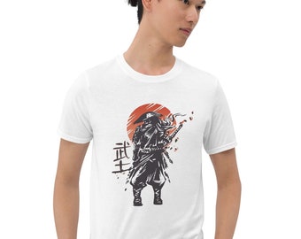 Chemise samouraï, guerrier samouraï japonais, lune de sang samouraï katana, T-shirt samouraï katana pour hommes et femmes T-shirt unisexe à manches courtes