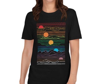 Sun And Moon Shirt, Sun And Moon, Sun and Moon Geometric Panorama Short-Sleeve Unisex T-Shirt