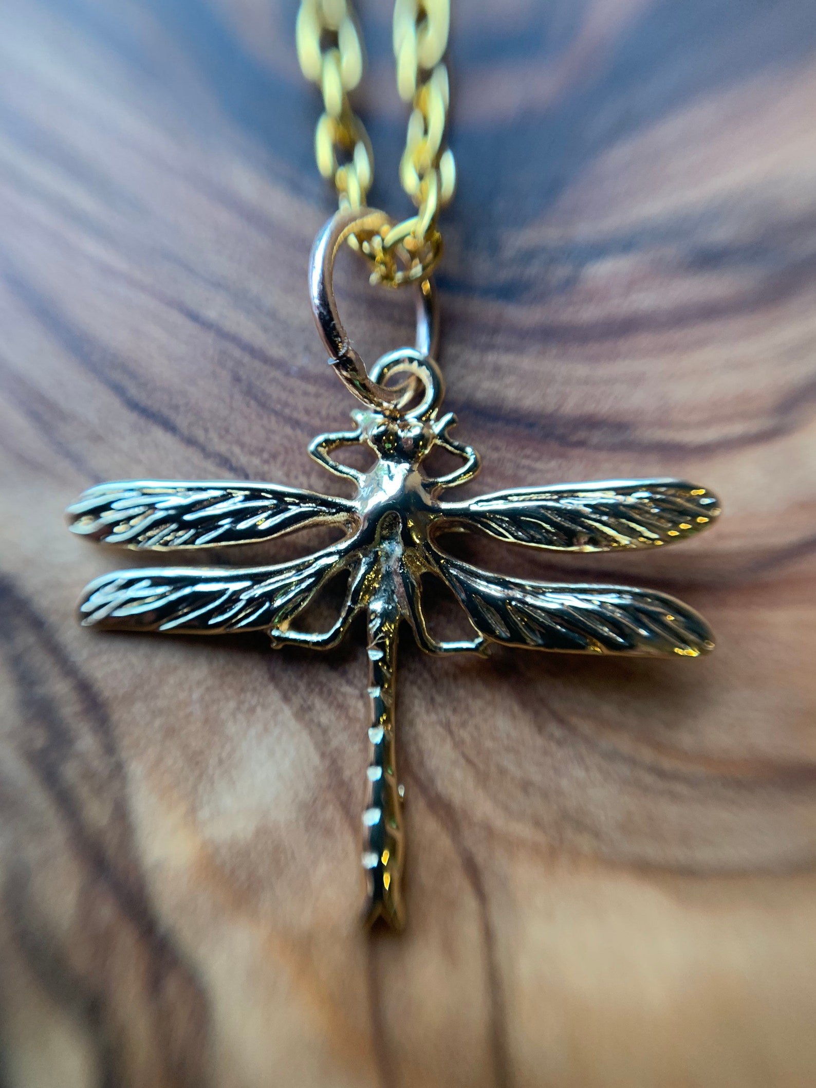 24ct Gold Dragonfly Necklace Etsy