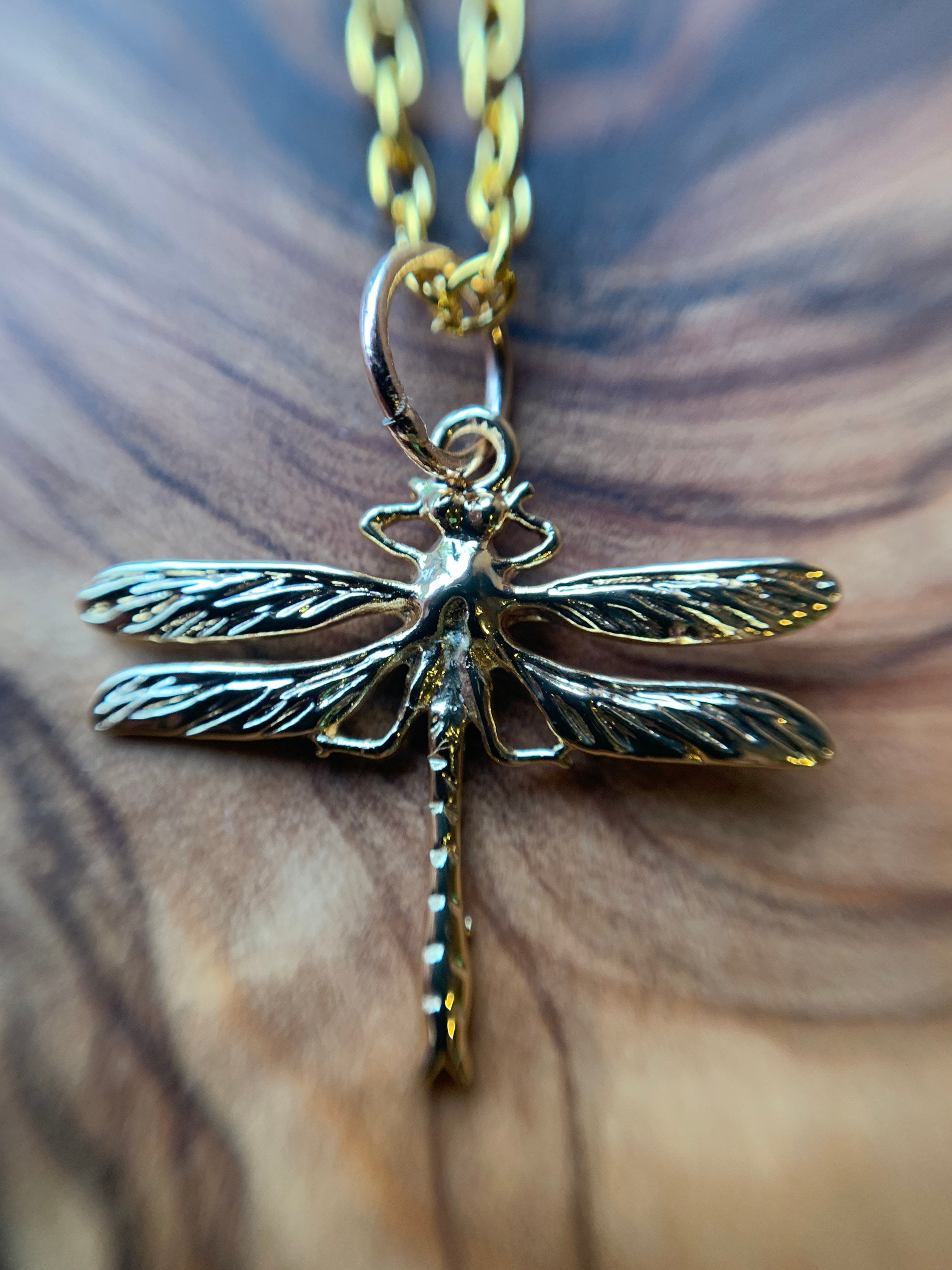 24ct Gold Dragonfly Necklace Etsy