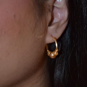 Bali gold plated hoop earring