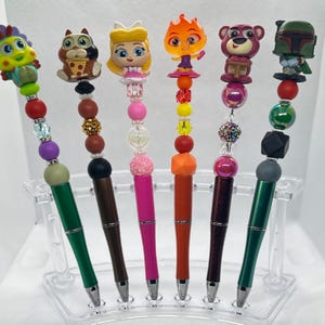 Canetas de miçangas Disney para porta - Canetas recarregáveis feitas à mão - Presente fofo para fãs e colecionadores da Disney