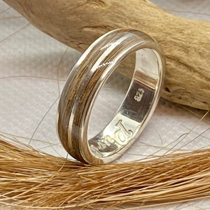Equestrian Horsehair Ring - Sterling Silver - keepsake Ring - Engraved Ring - Bespoke Size - Memory Ring  - Personalized Ring - Thumb Ring.