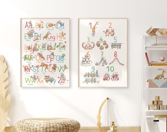 Poster children's room ABC poster and number poster in a set