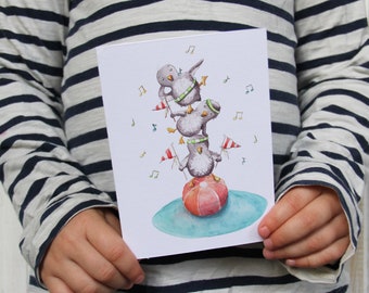 funny penguins - Birthday gift for girls and boys - folded card with or without envelope